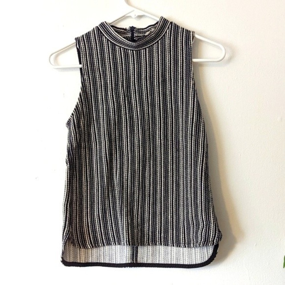 Madewell Black & White Striped Sleeveless Blouse